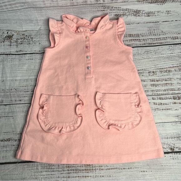 Janie and Jack Pink Ruffle Pearl Dress 12-18 Months Sleeveless Easter Spring - Picture 1 of 7